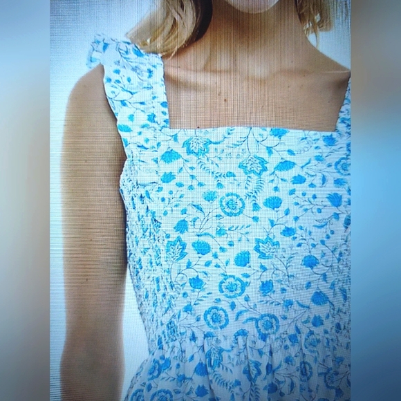 Draper James Floral Blue Sleeveless Dress~ Size: S - Picture 7 of 9